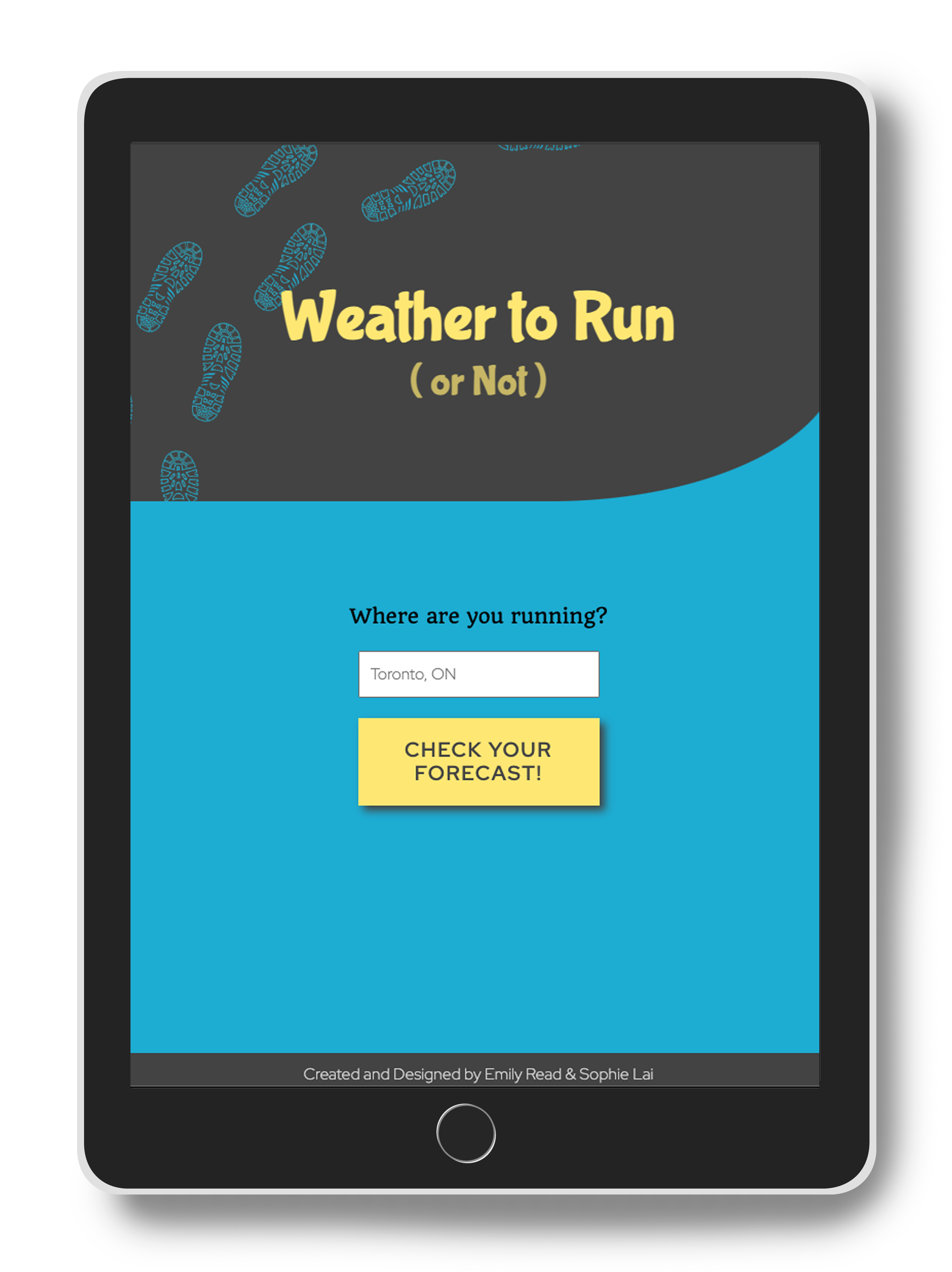 screenshot of Weather to Run home screen