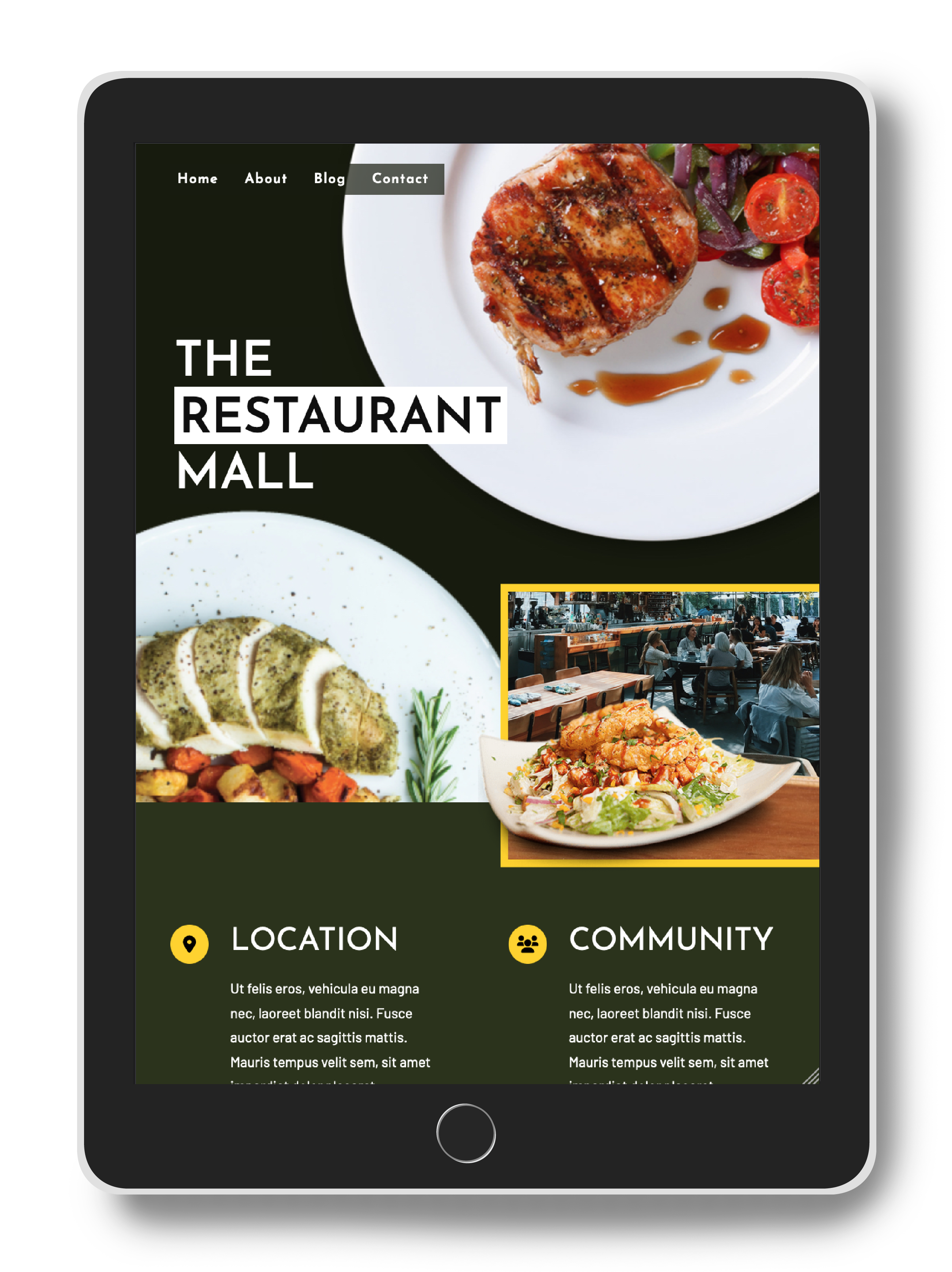 tablet with homescreen for Restaurant Mall